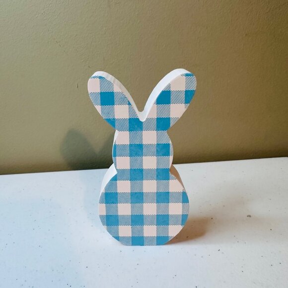 Small HELLO SPRING wood sign AND Easter Bunny Buffalo plaid spring tiered tray - Picture 16 of 16